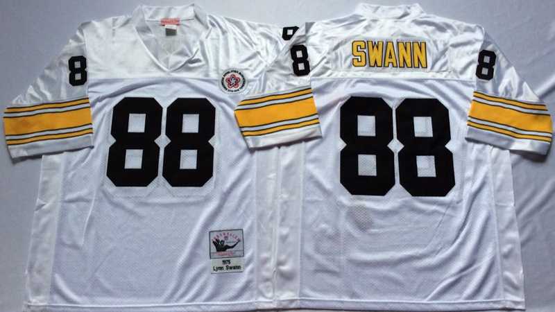 Steelers 88 Lynn Swann White M&N Throwback Jersey